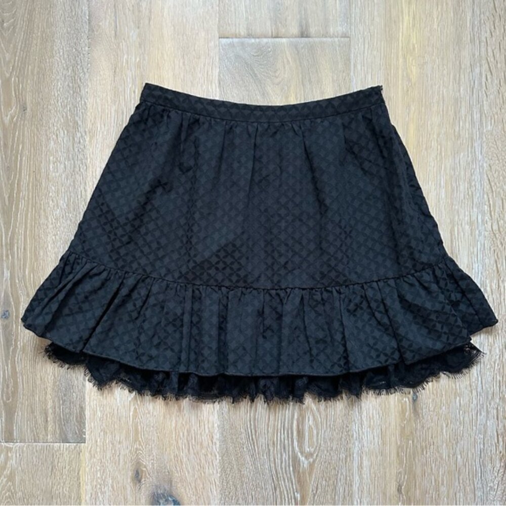 Magic Box Punk Princess Peplum Mini Skirt Eyelash Lace Hem Dark Romance -Small